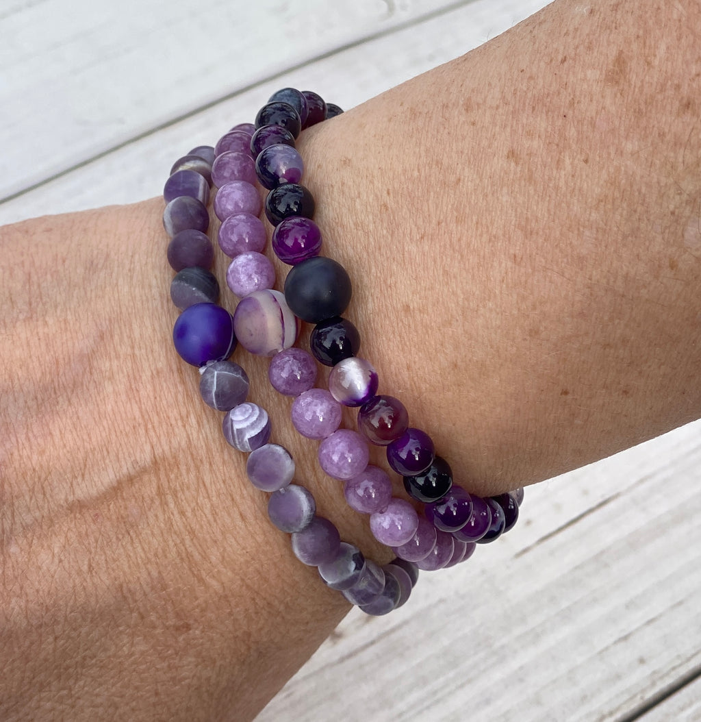 Natural Purple Crystal Color Changing Pixiu Healing Bracelet